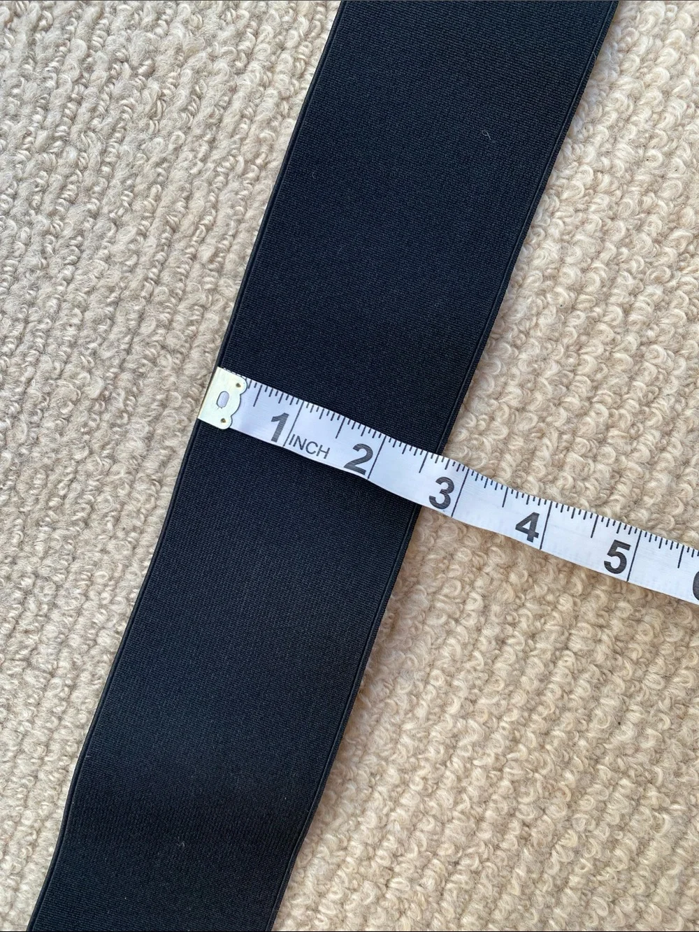 Motif 56 Wide Black Patent Woven Belt w/Elastic M